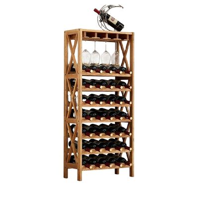 El vino de doble cara modificado para requisitos particulares atormenta el soporte de exhibición de madera de madera del estante del vino para la bebida alcohólica conservada