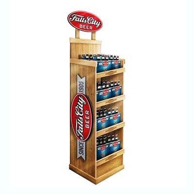 Estante de exhibición de la cerveza de Juice Wine Display Stand Wooden 5 capas