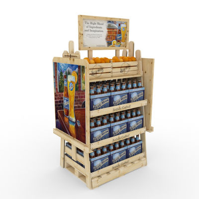 Botella de cerveza de madera estable echada a un lado doble modificada para requisitos particulares del supermercado del estante del vino de Diy del estante de exhibición