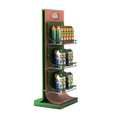 Las bebidas de la caja suelan el soporte de exhibición permanente de madera de soportes de exhibición con los estantes