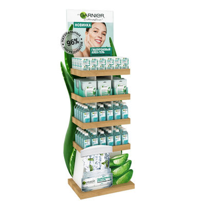 Crema hidratante modificada para requisitos particulares de exhibición del soporte de exhibición de la unidad de madera cosmética del estante
