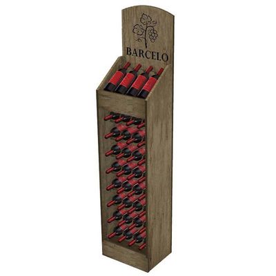 Estante de exhibición modificado para requisitos particulares del vino de la madera de pino del soporte de exhibición del vintage para la licorería