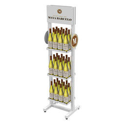 Soporte de exhibición vendedor caliente del vino del piso del estante de exhibición de la botella de vino del Doble-lado del supermercado con el logotipo de encargo