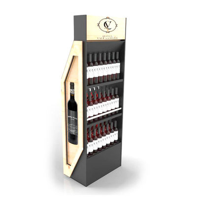 Madera desmontable de madera modificada para requisitos particulares del estante del vino del soporte de exhibición del estante derecho libre de doble cara del vino para el Pub