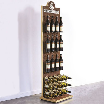 Madera desmontable de madera modificada para requisitos particulares del estante del vino del soporte de exhibición del estante derecho libre de doble cara del vino para el Pub