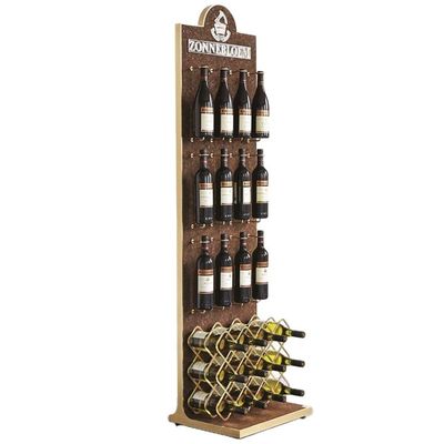 Estante de exhibición de madera modificado para requisitos particulares del vino de exhibición del soporte del vino del estante del almacenamiento derecho libre de madera para la barra