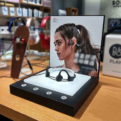 Acrílico espléndido tablero cosmético modificado para requisitos particulares del tenedor de las auriculares del teléfono del soporte de exhibición