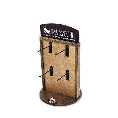 Animal doméstico de madera de madera Toy Display Stand With Hooks del soporte de exhibición de la sobremesa