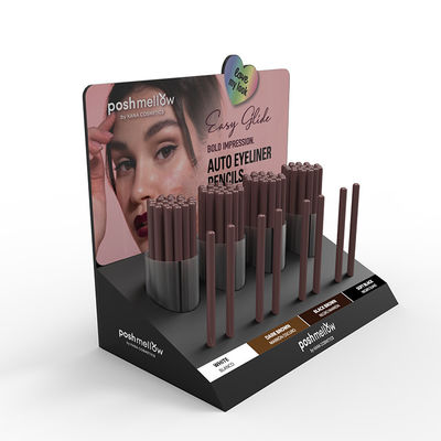 El PVC de las unidades de visualización del contador del lápiz del lápiz de ojos hace espuma los soportes de exhibición cosméticos del producto del tablero