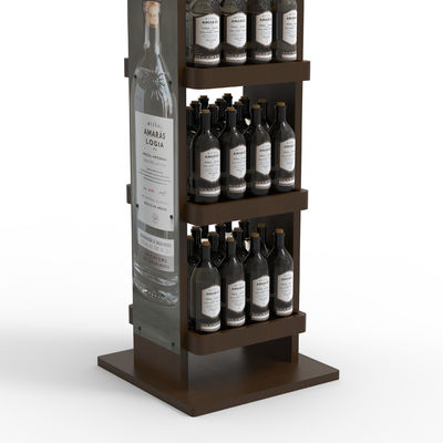 Vinos rojos y bebidas personalizables Estante de pantalla de tres capas de madera para uso en la tienda