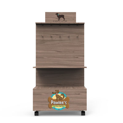 Perros y gatos productos de limpieza juguete de madera media bandeja de suelo estante de exhibición para la tienda de mascotas