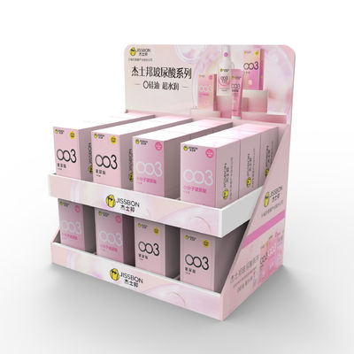 Preservativo de cartón personalizado Estante de exhibición de mesa 24 horas de diseño gratuito mayorista para supermercados